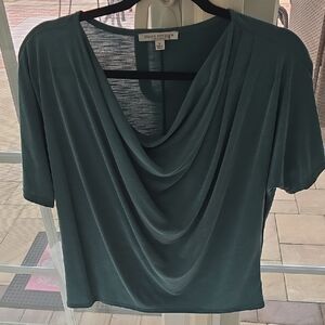 GREEN  ENVELOPE TEAL DRAPE NECK BLOUSE